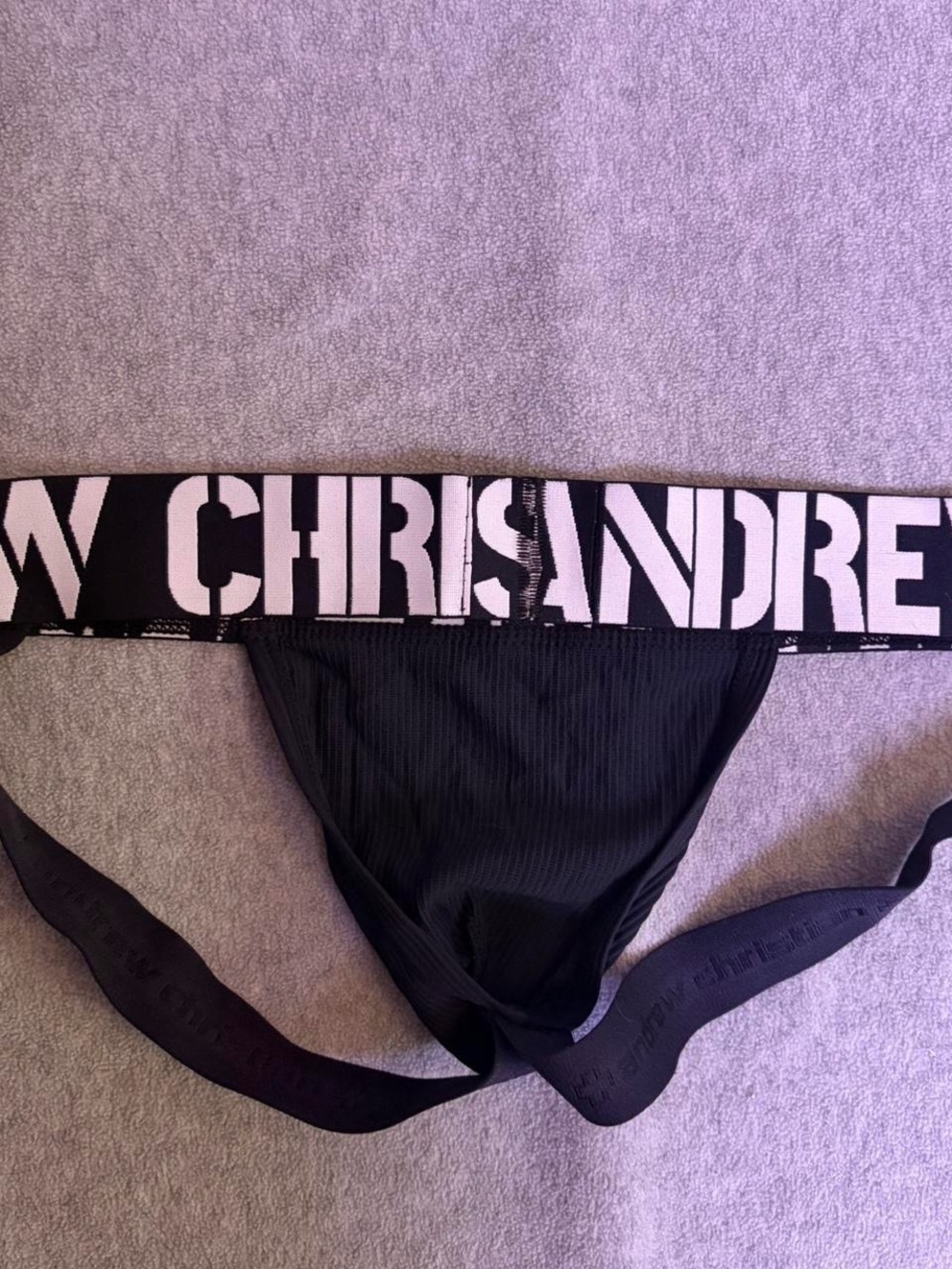 Andrew Christian Black Ribbed Jockstrap - Picture 2 of 3